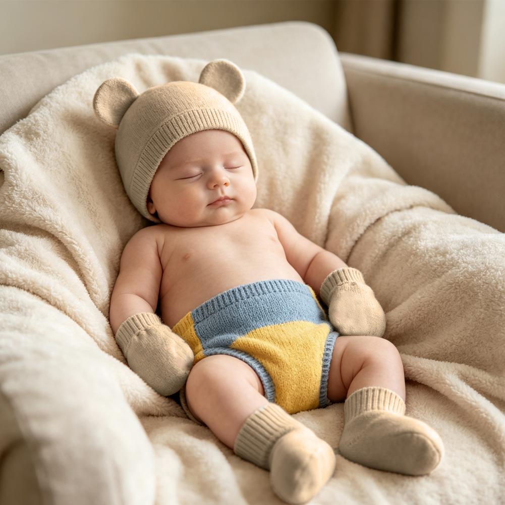 Baby Mittens Scratch - Ensemble de protège-pieds et de bonnet